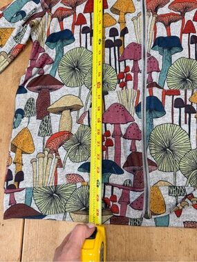 Mushroom Print Zip-Up Hoodie - Multicolor